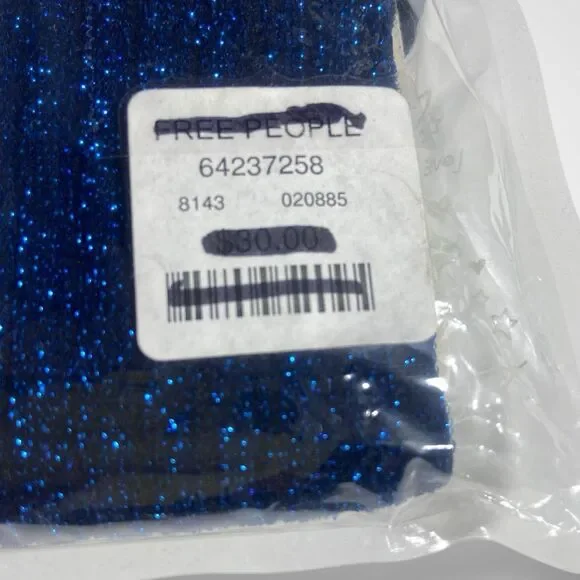 Free People Shimmer Tights NEW Dark Blue Ribbed One Size Boho Fall Made in Italy - Picture 8 of 8